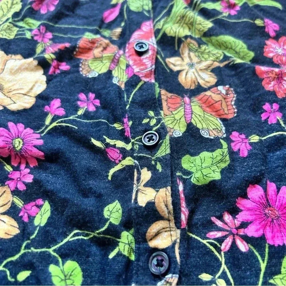 Anthropologie Akemi + Kin Black Christine Ruffled Floral Sleeveless Top Sz. XS - Picture 8 of 9